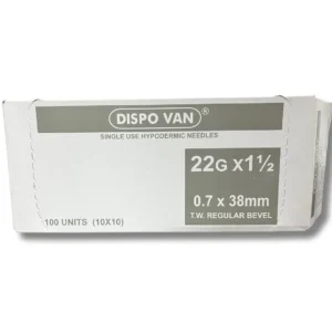 dispo van hypodermic needle 22g1.5 inch 100 units pack surginatal.com 001